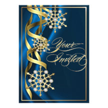 Tarjeta azul Jeweled del día de fiesta del copo de Comunicados