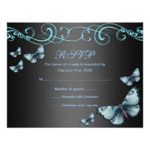 Tarjeta azul/negra de RSVP del cumpleaños de la ma Invitacion Personalizada