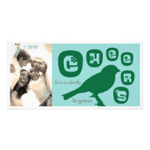 Tarjeta/azul y verde de la foto de la silueta del  tarjetas fotográficas 
