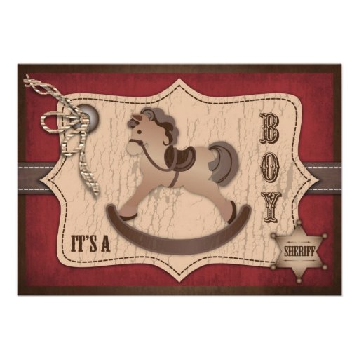 Tarjeta B de la invitación del bebé del vaquero