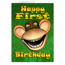 Tarjeta bday del 1r del cumpleaños plátano feliz d