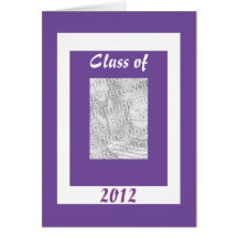 Tarjeta blanca púrpura de la foto de la graduación