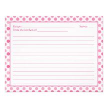 Tarjeta blanca rosada simple de la receta del luna anuncio