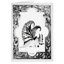Tarjeta blanco y negro 5 de la hada/de la mariposa
