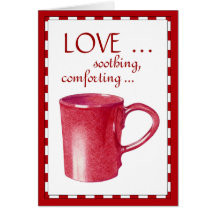 Tarjeta candente del amor de la taza