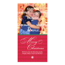 Tarjeta carmesí de la foto del navidad del Harlequ Tarjetas Fotográficas