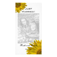 Tarjeta casada amarilla de la foto del girasol ape tarjeta fotografica personalizada