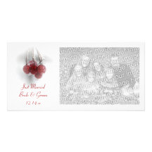 Tarjeta casada roja escarchada de la foto del invi tarjeta personal con foto