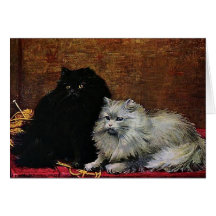 Tarjeta #Caturday blanco y negro de los gatos pers