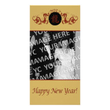 Tarjeta china de la foto del Año Nuevo de los drag Tarjeta Fotográfica Personalizada