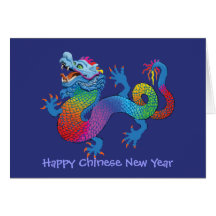 Tarjeta china del Año Nuevo con el dragón colorido