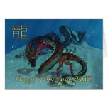 Tarjeta china del Año Nuevo con los dragones rojos