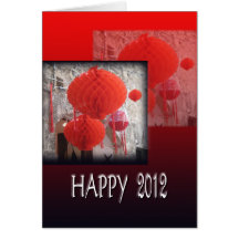 Tarjeta china del Año Nuevo de 2012 linternas roja