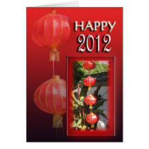Tarjeta china del Año Nuevo de 2012 linternas roja