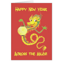 Tarjeta china del Año Nuevo del dragón, a través d