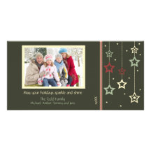 Tarjeta colgante de la foto de las estrellas (verd tarjetas fotograficas personalizadas