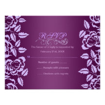 Tarjeta color de rosa púrpura de RSVP del cumpleañ Invitaciones Personales