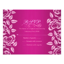 Tarjeta color de rosa rosada de RSVP del cumpleaño Invitacion Personal