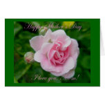 Tarjeta color de rosa rosada del día de madres