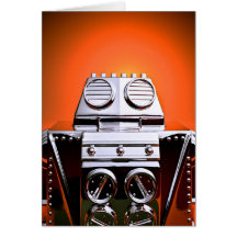 Tarjeta cosechada retra del robot 04 del juguete