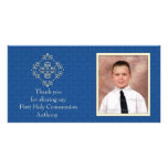 Tarjeta cristiana de la foto del damasco del azul  tarjetas fotograficas personalizadas