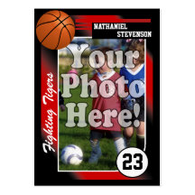 Tarjeta de comercio del baloncesto, tamaño rojo de