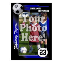 Tarjeta de comercio del fútbol, tamaño azul de la 