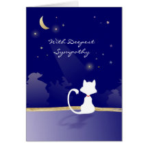 Tarjeta de condolencia del gato - luna y estrellas