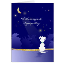 Tarjeta de condolencia del perro - luna y estrella