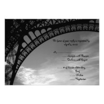 Tarjeta de contestación de la torre Eiffel con opc Comunicados Personalizados
