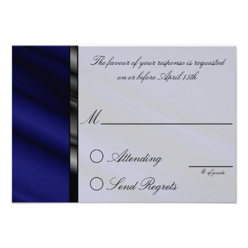Tarjeta de contestación de seda azul invitación