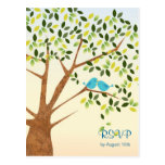 Tarjeta de contestación hermosa del árbol del pája postal