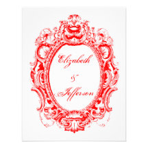 Tarjeta de contestación roja del boda del marco de invitaciones personalizada
