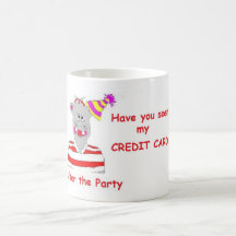 Tarjeta de crédito del juerguista tazas de café