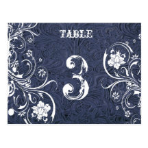 Tarjeta de cuero azul del número de la tabla (blan tarjetas postales