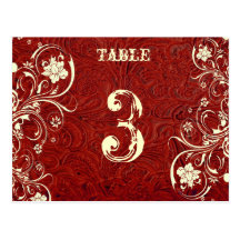 Tarjeta de cuero roja del número de la tabla (crem tarjeta postal