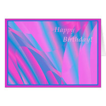 Tarjeta de cumpleaños abstracta rosada y azul boni