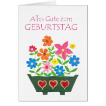 Tarjeta de cumpleaños alemana del "flower power"