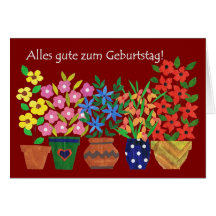 ¡Tarjeta de cumpleaños alemana - flower power!