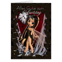 Tarjeta de cumpleaños alemana - hada gótica de la 