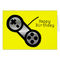 Tarjeta de cumpleaños amarilla del juego de Vidoe tarjetas