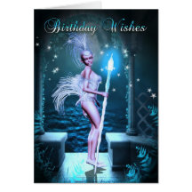 Tarjeta de cumpleaños - arte de la fantasía con el