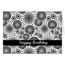 Tarjeta de cumpleaños blanco y negro retra hermosa