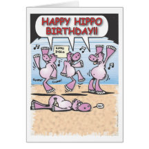 Tarjeta de cumpleaños borracha de los hipopótamos