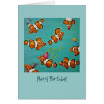 tarjeta de cumpleaños clowning de los pescados