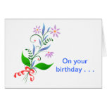 Tarjeta de cumpleaños coloreada arco iris del ramo