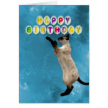 Tarjeta de cumpleaños con los gatos siameses