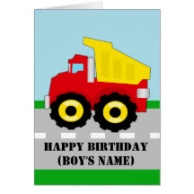 Tarjeta de cumpleaños de Dumpruck de la construcci