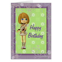 Tarjeta de cumpleaños de hadas linda del diseño tarjetas