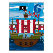 Tarjeta de cumpleaños de la escena del barco pirat